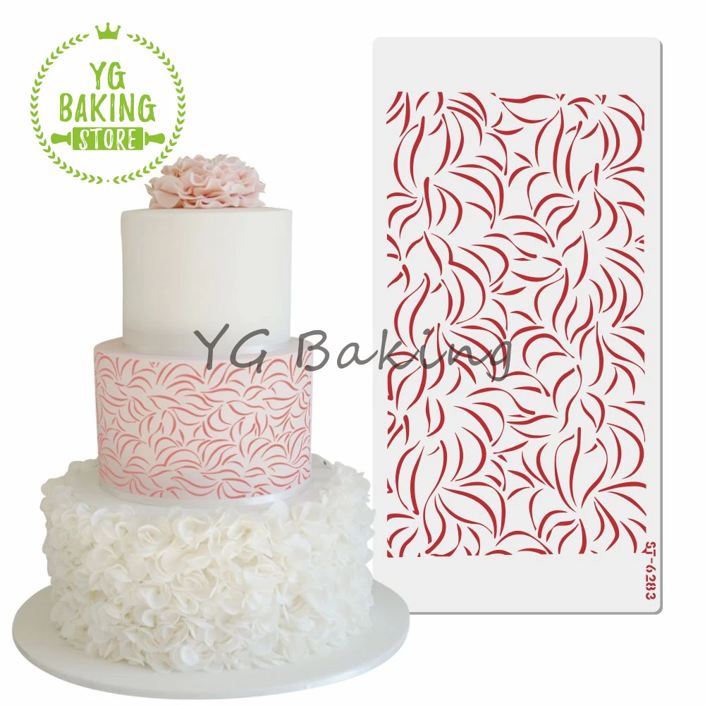 

Dorica Flower Leaf Design Diy Plastic Pastry Cake Template Lace Side Border Stencil For Wedding Cake Decorating Tools Bakeware