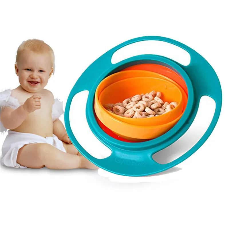 2023  New  Gyro Bowl Practical Design Children Rotary Balance Bowl Novelty Gyro Umbrella Bowl 360 Rotate Spill-Proof Bowl