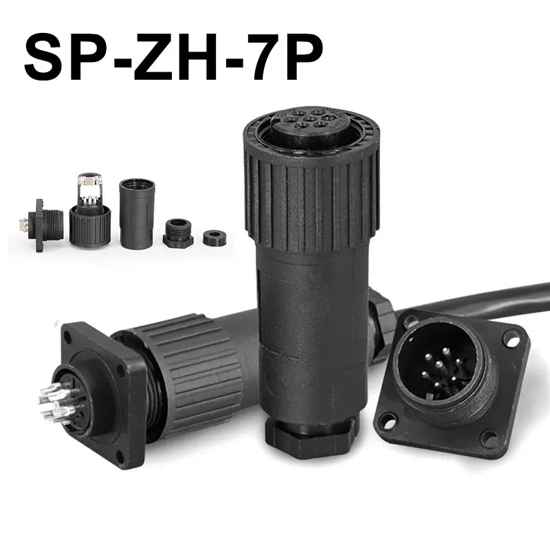

SP-ZH-7P Aviation Plug Connector 7Pin Soldering Proportional Valve Hydraulic Valve Plug Connector Scoket with Line