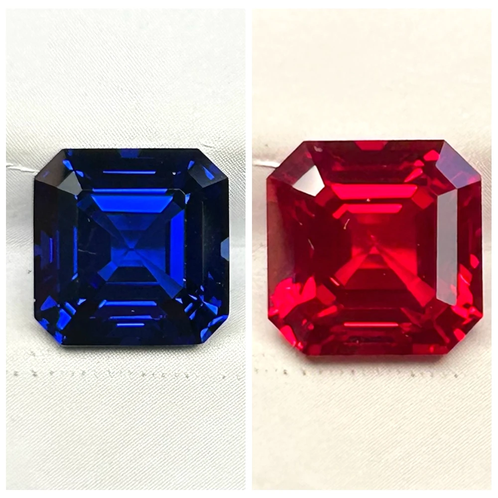Фото Mosangna Heart Asscher Подушка принцессы огранки 3X3-12X12 мм выращенный в лаборатории корунд красный рубин королевский синий сапфир драгоценный камень №4