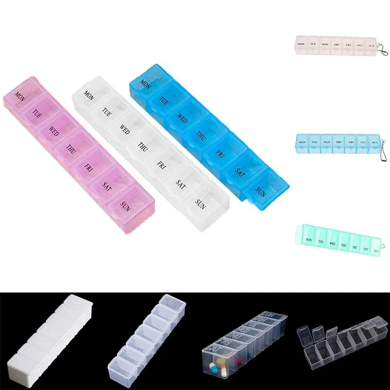 

7 Days Pill Box Weekly Medicine Tablet Holder Storage Organizer Container Pill Case Splitters 7-compartment Dispensing Drug Box
