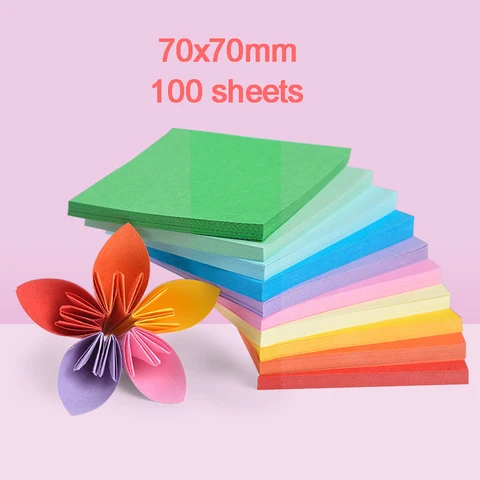 100 листов бумаги для оригами, двусторонняя цветная квадратная Легко складывающаяся крафт-бумага для декорирования, Детская цветная бумага «сделай сам», 10 цветов s