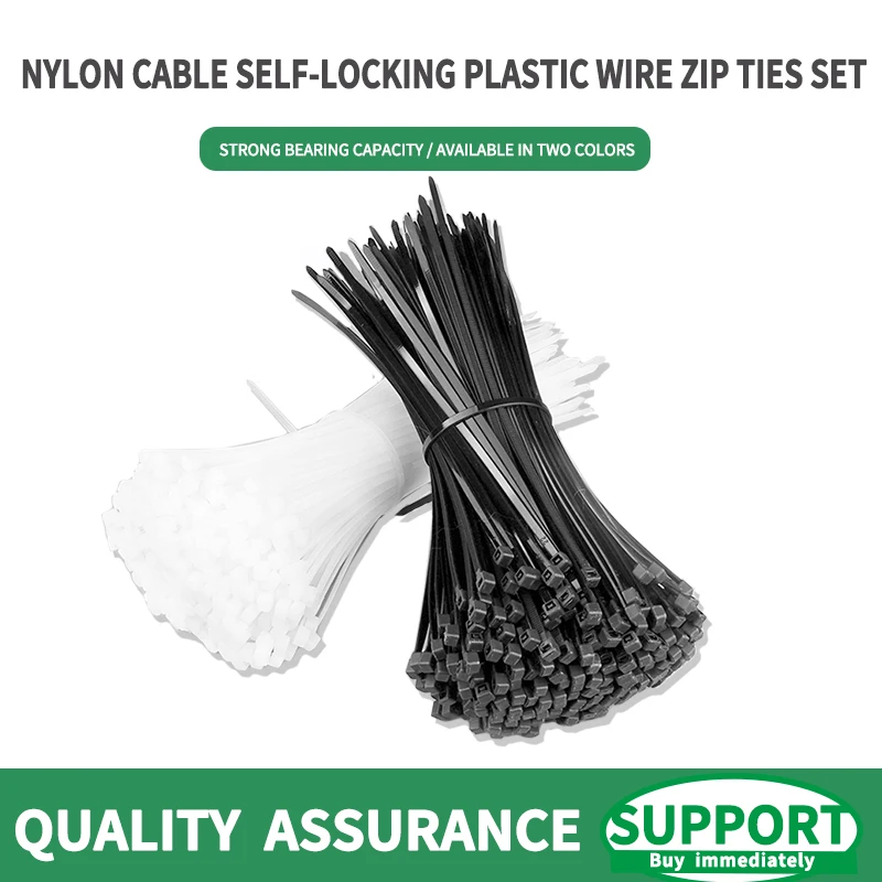 

300 Pcs Nylon Cable Self-locking Plastic Wire Zip Ties Set Kit 3*100 3*150 4*200 MRO Industrial Supply Fasteners Hardware Cable