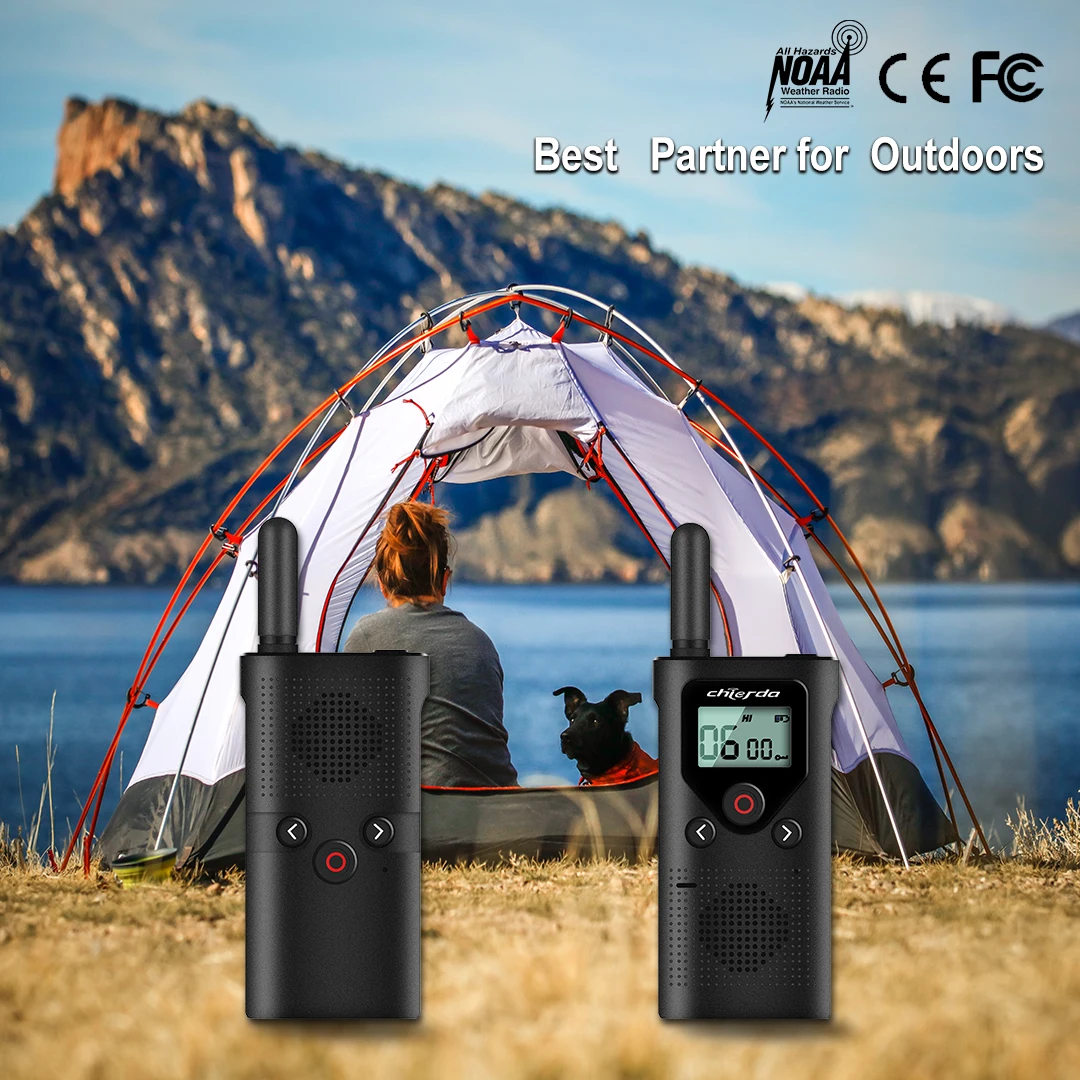 Chierda 18P 2 Pcs Mini Walkie Talkie PMR 446 Portable Two-way Radio  Outdoor Sports Portable Radio for Hunting Cafe Hotel