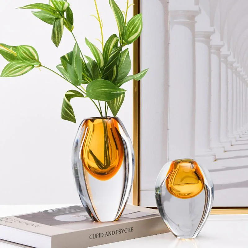 Стеклянная ваза цветная прозрачная толстая подошва гидропонная цветочная