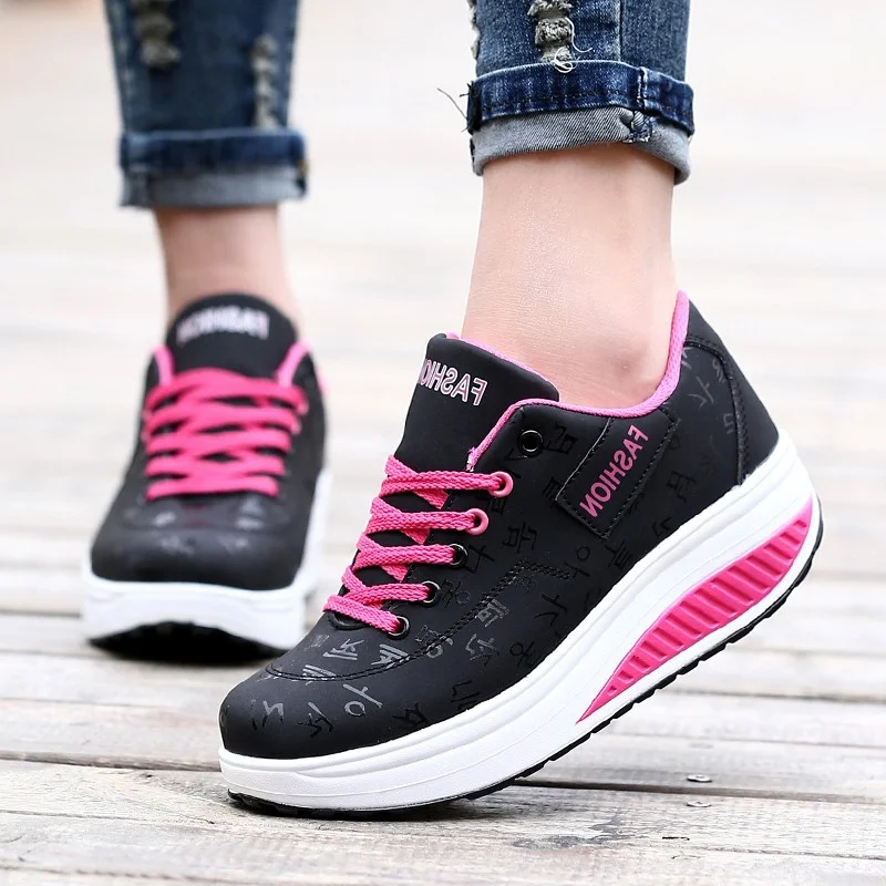 Fashion Women Sneakers Height Increasing Summer Breathable Waterproof Wedges Platform Shoes Woman Pu Leather Casual Shoes Tenis