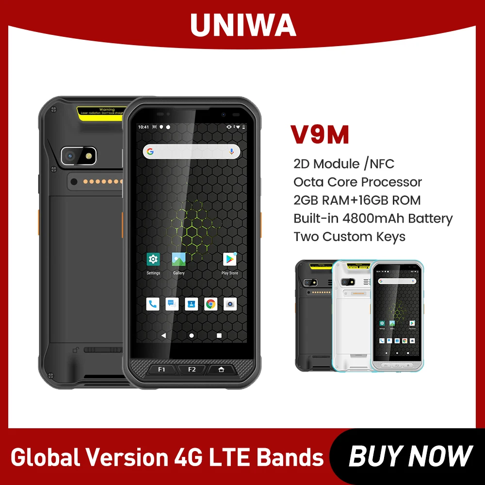 UNIWA V9M 5.7 Inch Octa Core IP67 Portable Android Mobile Phone Handheld 2D Barcode Scanner Built-in NFC  2GB RAM 16GB ROM
