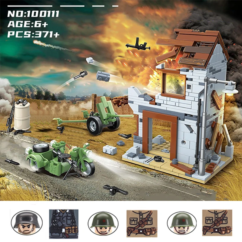 

WW2 Military Building Blocks Solider Figures Gifts Weapons Guns Battle of Stalingrad German Soviet Moc Mini Bricks Toys For Kids