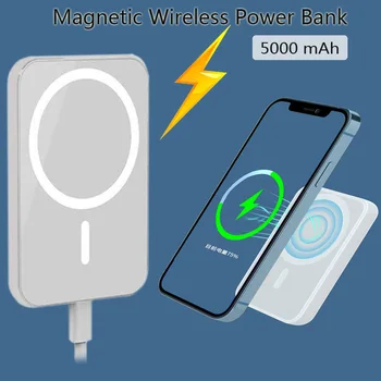 Portable Wireless Charger Macsafe Auxiliary Spare External Magnetic Battery Pack Power Bank For iphone 12 13 14Pro Max Powerbank