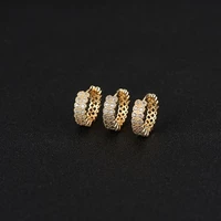 korean ins style new micro inlaid zircon circular hollow earrings 14k gold earrings