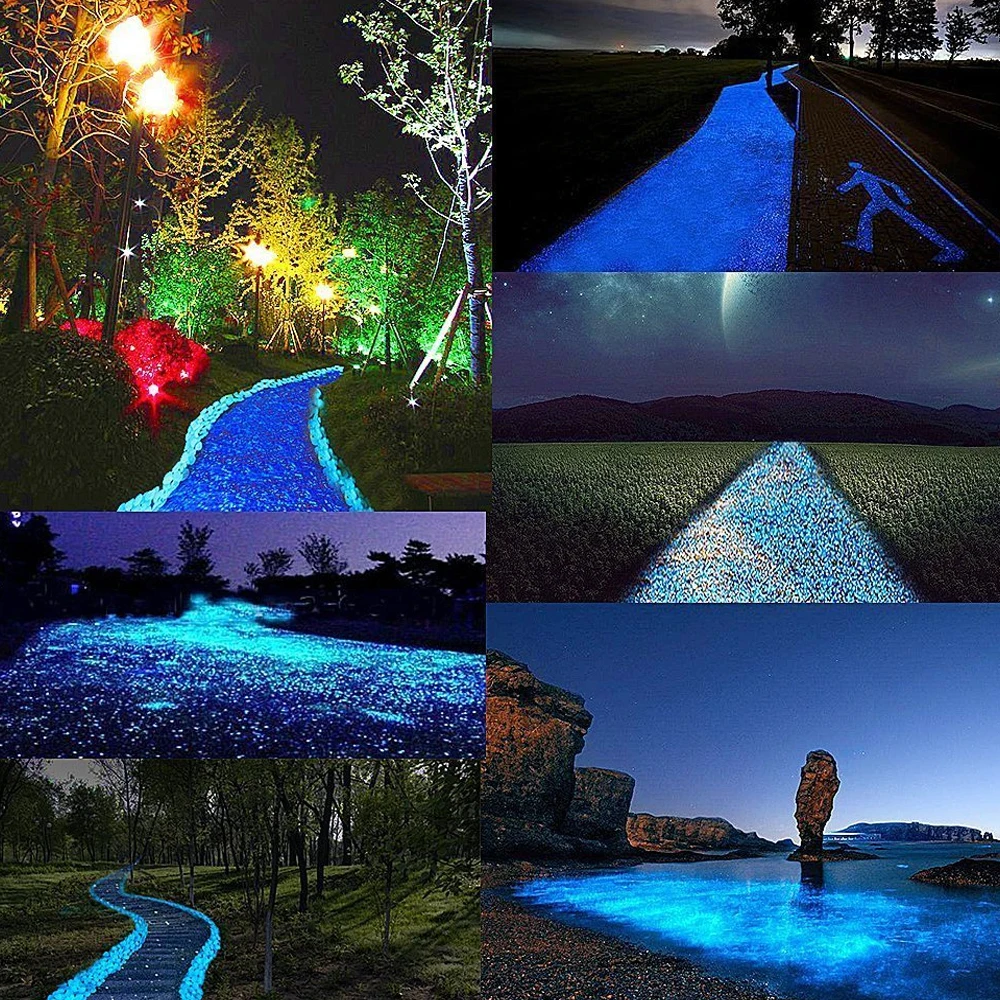 300Pcs/set Outdoor Luminous Stones Glow In Dark Garden Pebble Rocks Mix Color for Walkways Garden Yard Decor Path Patio Lawn images - 6