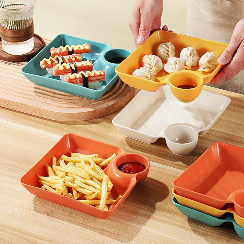 

1PCS Japanese Style Vinegar Dish Meal Sushi Plate Square Snack Plate Dumpling Dumplings Dim Sum Noodles French Fries Tray