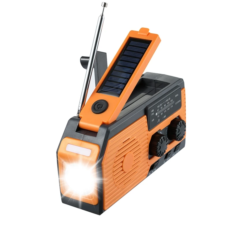

1 Set Solar Hand Crank Radio With 5000 Mah Charging Power/SOS Alarm/Reading Light Function For Outdoor