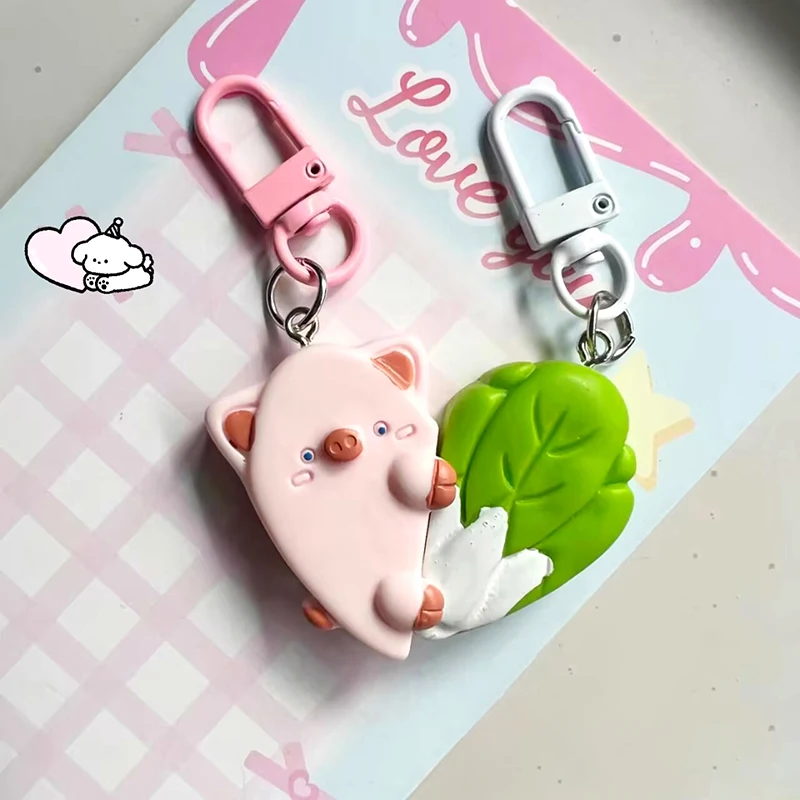 

Cartoon Cute Funny Pig Arch Cabbage Keychain Couple Pendant Car Key Ring Bag Backpack Love Gift Jewelry Charm Valentine's Day