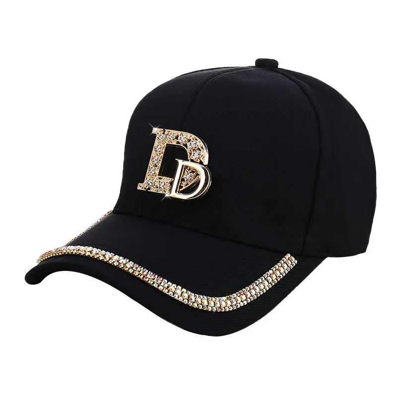 

Black Baseball CapinsJapanese Minority Fashion Brand Korean Style Wide Brim with Diamond Hat Female Spring and Summer Sun-Poof P