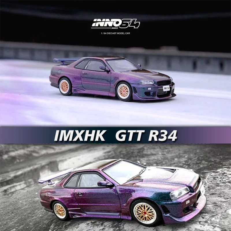 

INNO 1:64 Skyline GTT R34 HKIMX22 Chameleon Alloy Diecast Diorama Car Model Collection Miniature Carros Toys In Stock