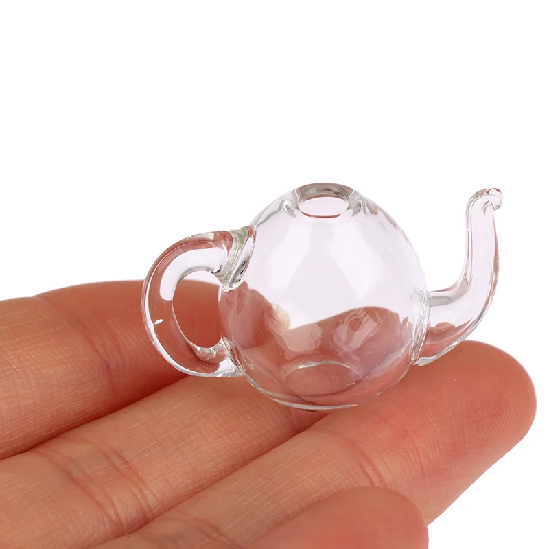 

1PC 1/12 Dollhouse Miniature Kitchen Decor Glass Teacup Kettle Teapot Model Toys For Dollhouse New