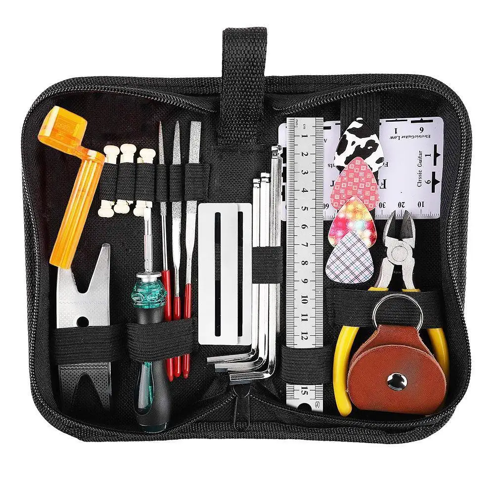 

Guitar Maintenance Repair Tool Kit Tools String Organizer String Action Ruler Gauge Measuring Tool Hex Wrench Set Files Fin