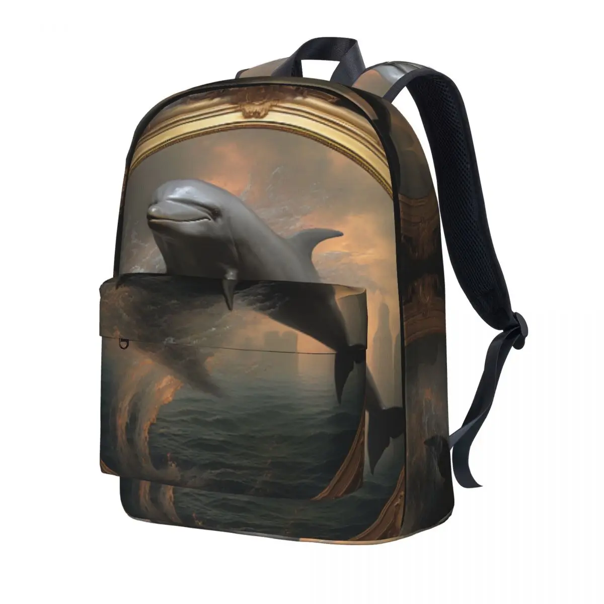 

Dolphin Backpack Youth Mystic Gothic Pattern Backpacks Polyester Kawaii School Bags Workout Design Rucksack