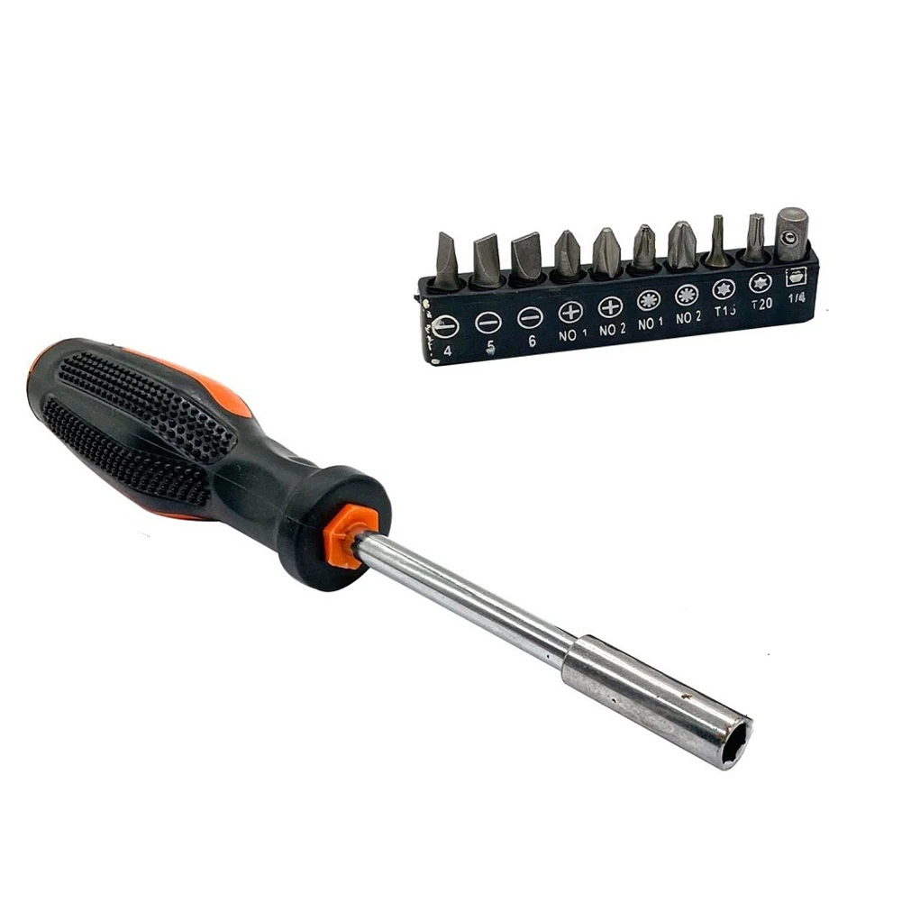 

11pcs 6.3mm Bit Handle Screwdriver Set Multifunction Magnetic Anti-Silp Handle Hex Screw Driver Bits Repair Tools