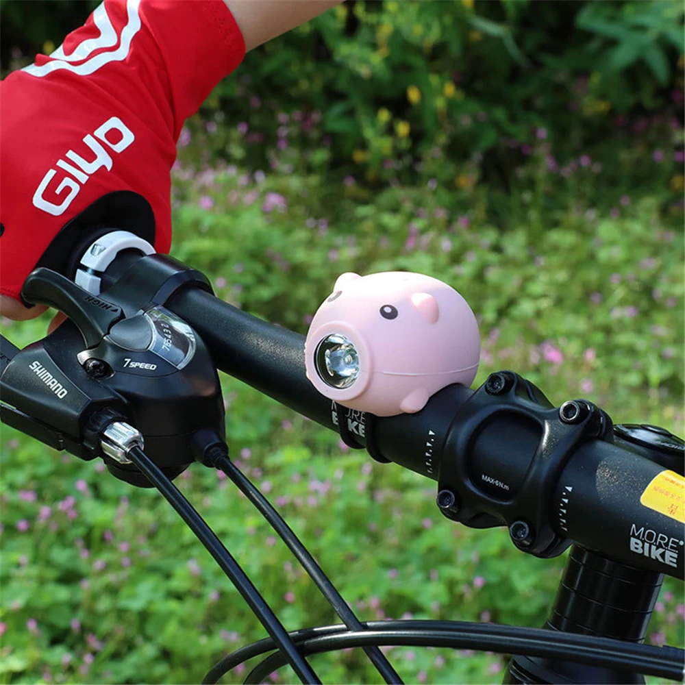 

Cute Pig Cartoon Silicone Bicycle Light Bike Front Light USB Rechargeable Childrens Bicycle Lamp Scooter Headlights