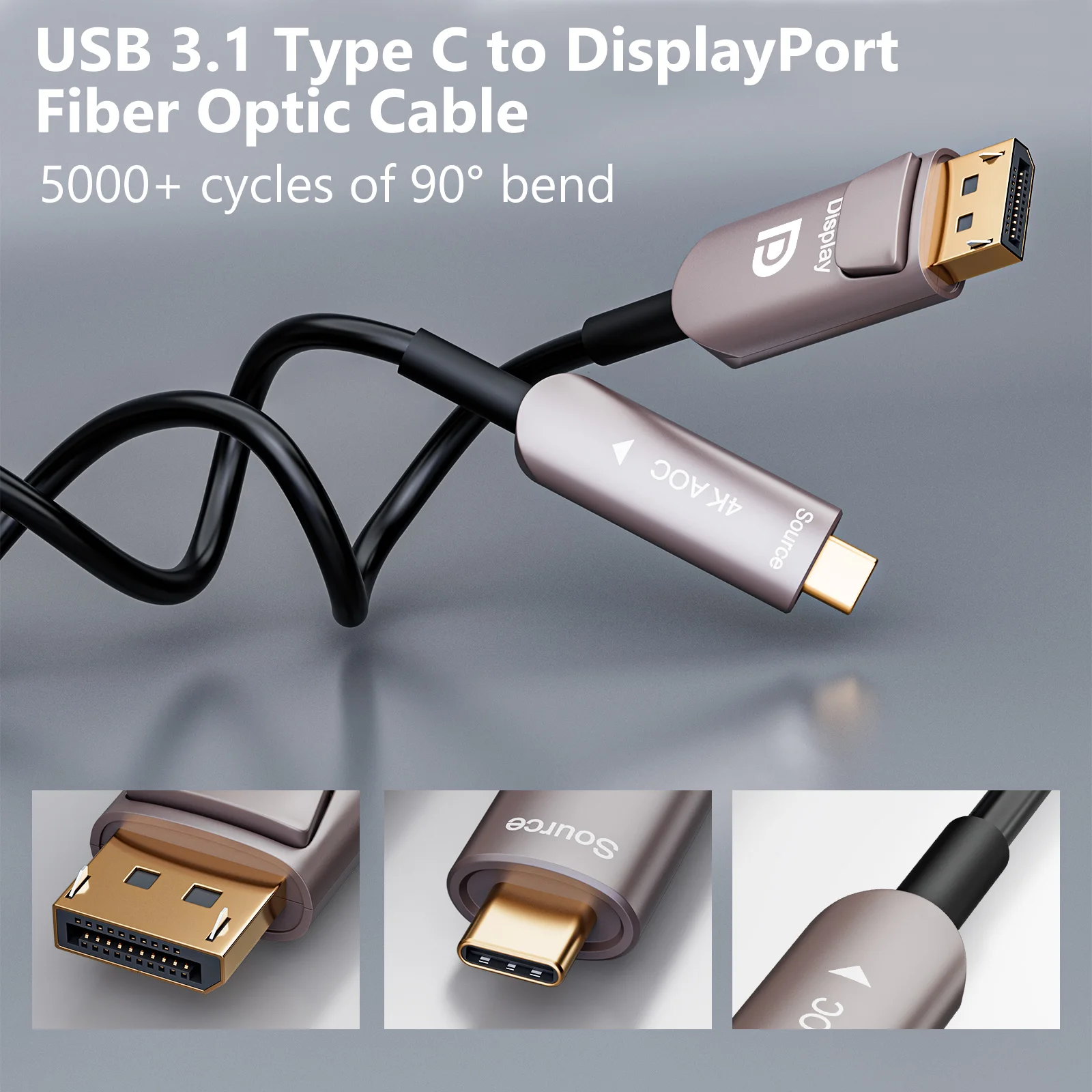 Оптоволоконный кабель USB C к Displayport 4 K 3.1 Type Thunderbolt 3/4 Kompatibel для MacBook Pro/Air