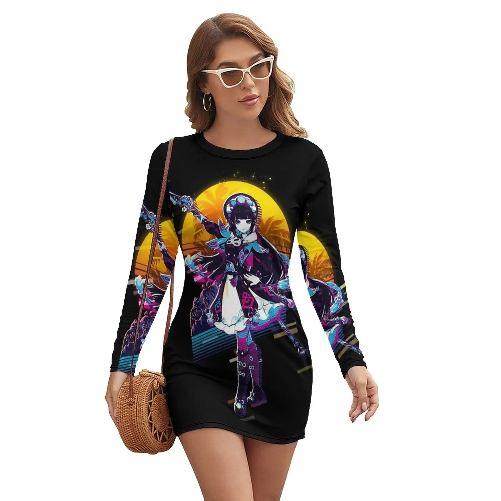 

Женское облегающее платье с длинным рукавом, в стиле ретро