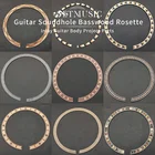 10pcs Acoustic Guitar Soundhole Sapele Basswood Rosette Inlay Guitar Body Project Parts 11 Type