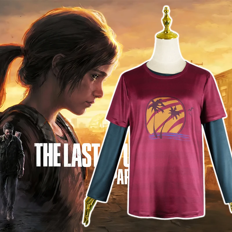 

Костюм из фильма «Последняя из США», красная Детская футболка с длинным рукавом, одежда на Хэллоуин, костюмы для взрослых и детей