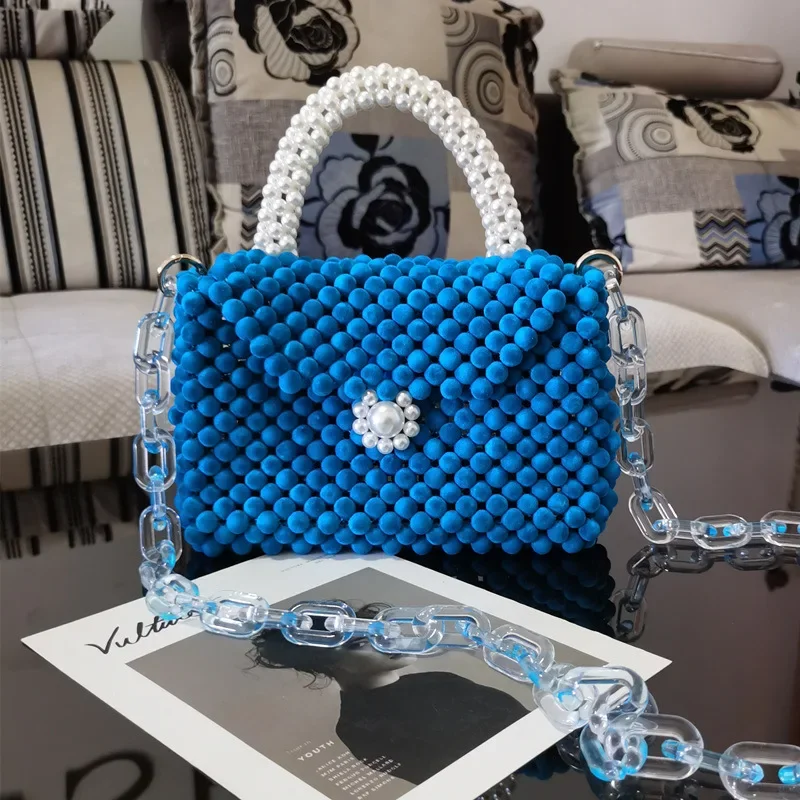 Женская модная сумка в стиле ретро с жемчугом ручной работы из бисера изящные