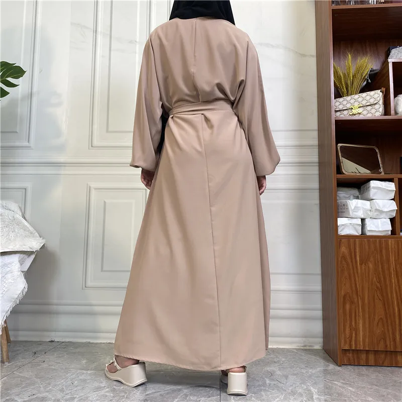 New Elastic Cuffs Solid Color with Pocket Lining Joker Casual Elegant Dress Muslim Dresses Abayas for Women  جلابيه نسائية