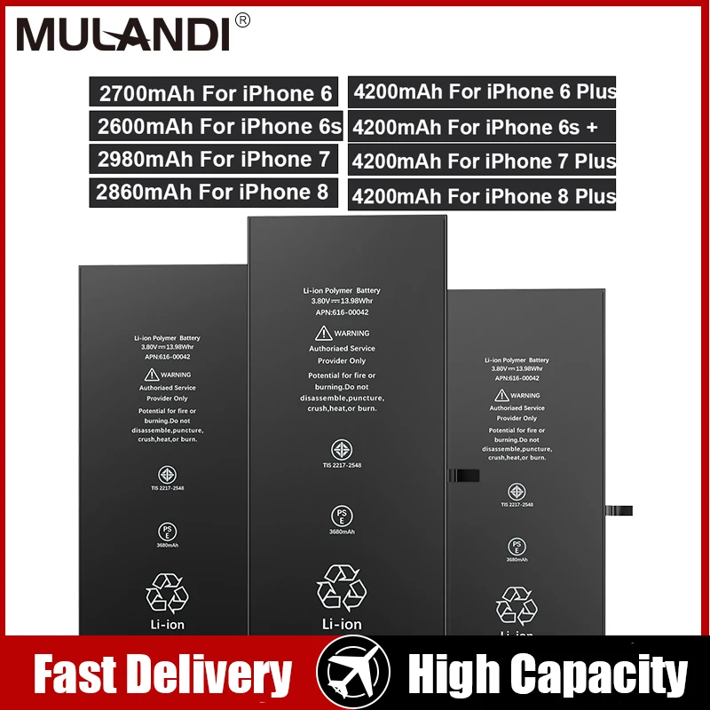 

High Capacity Phone Battery For Apple 5S 5 6S 6 7 8 10 Plus X SE Xr Xs Max Replacement Bateria For iPhone 7 batteries with Tools