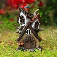 mini fairy house statue double layer resin figurine crafts decor for indoor outdoor garden yard decoration gift