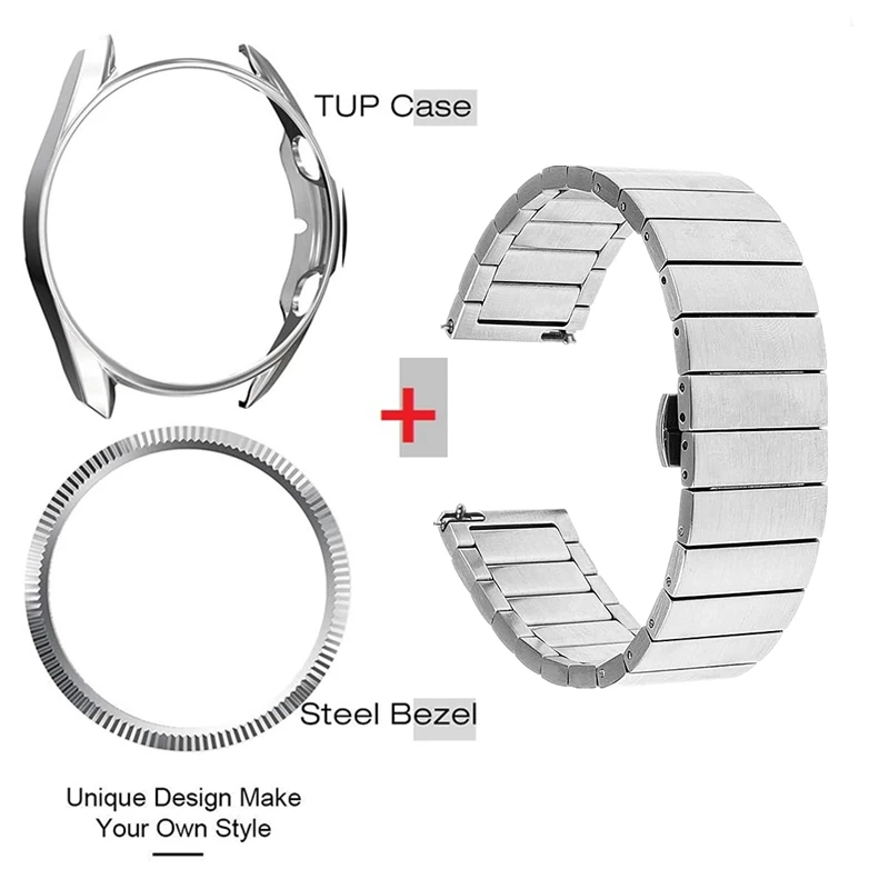 Metal Strap for Samsung Galaxy Watch 4 Classic 42mm 46mm Bracelet Galaxy Watch 3 45mm 41mm Band+ Protective Case+Ring Bezel