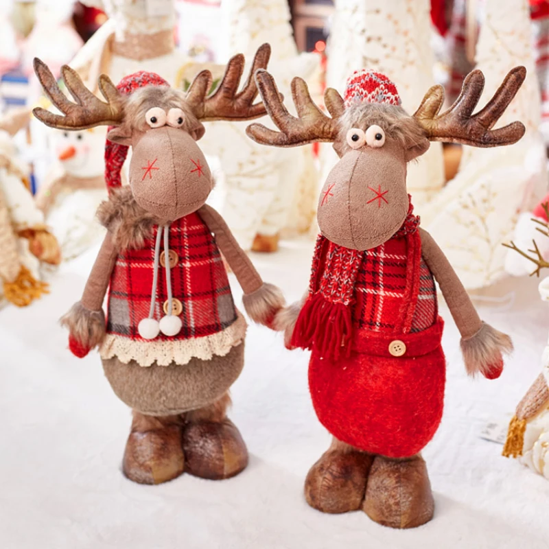 

Big Size Christmas Dolls Retractable Santa Claus Snowman Elk Toys Xmas Figurines Christmas Gift for Kid Red Xmas Tree Ornament