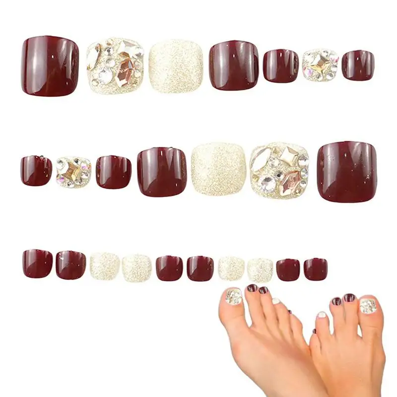 

Наклейка на ногти с закрытым носком, вишневый красный цвет, наклейки на ногти с открытым носком, высококачественные приятные для кожи матер...