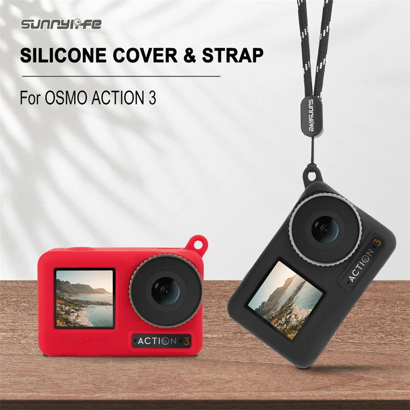 

Чехол для Камеры DJI OSMO ACTION 3, аксессуары, силиконовый защитный чехол, спортивный чехол с защитой от царапин и шнурком Sunnylife