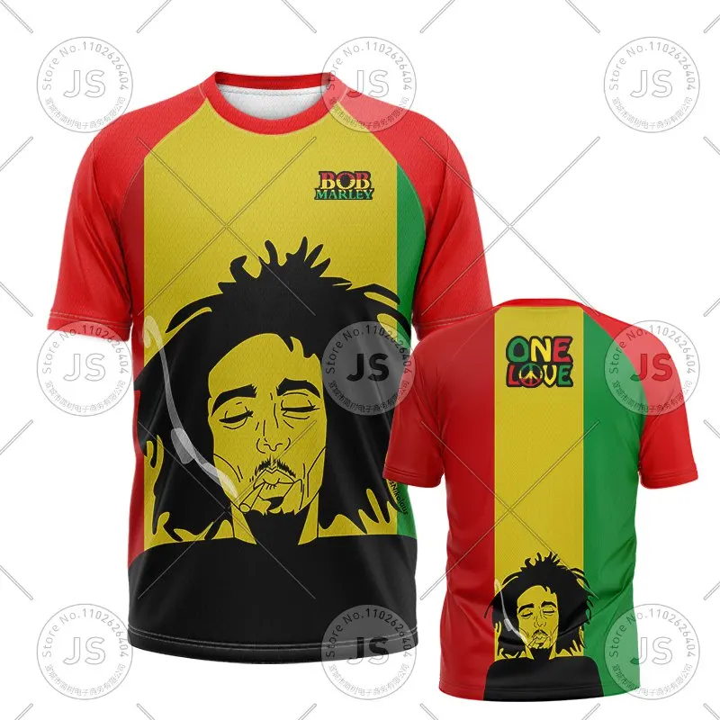 Футболки Summber Bob Marley, модная Гавайская футболка с коротким рукавом и цветочным принтом, черная повседневная одежда большого размера