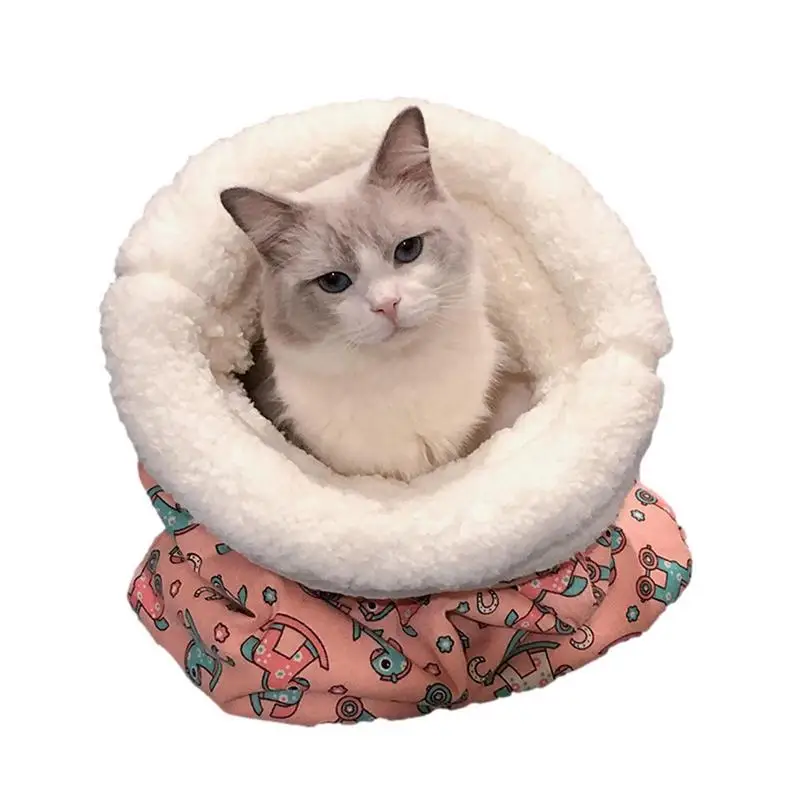 

Self Warming Cat Bed Velvet Thickened Pocket Type Winter Cat Bed Warm Winter Soft Plush Burrowing Cave For Cats And Dogs