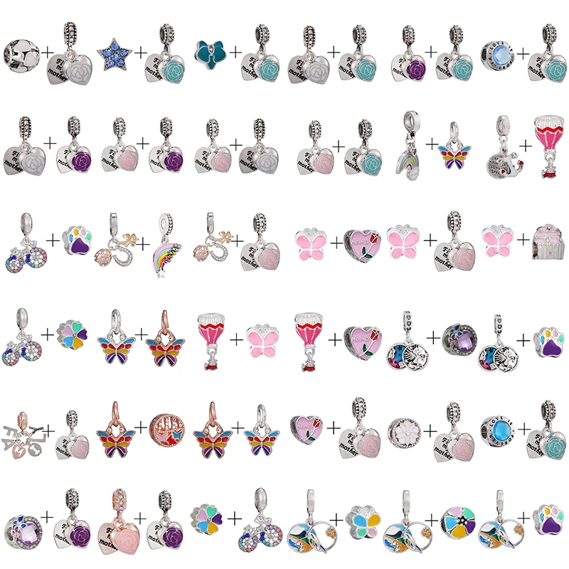 

2Pcs/Lot Pink Crystal Charm Beads For Original Brand Bracelet Necklaces DIY Men's And Women's Bracelet Jewelry Accessories