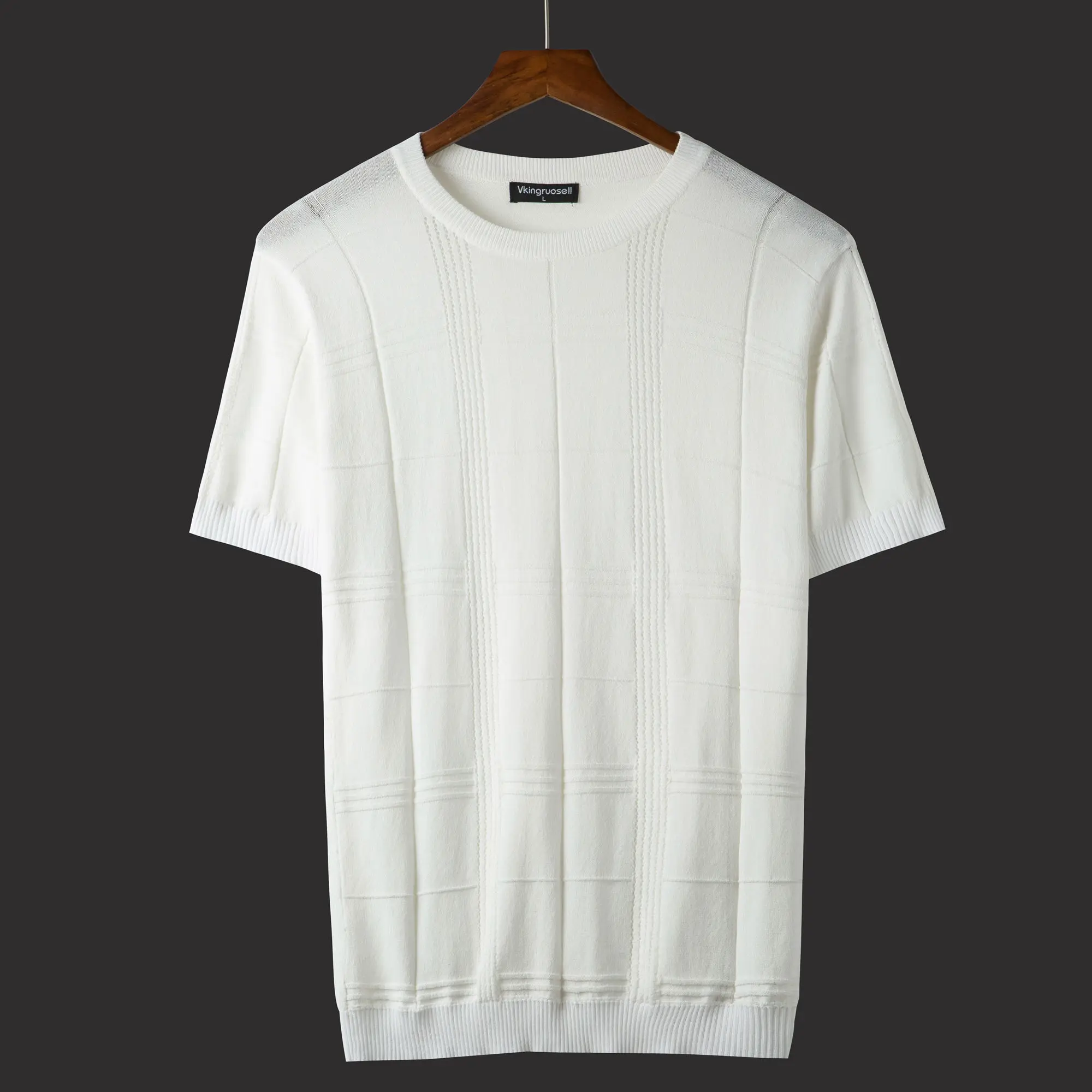 

Men 2022 Summer Fashion Short-sleeved Knitted T-shirt Men's Slim O-neck Striped Tees Male Ice Silk Casual Thin T-shirt W953