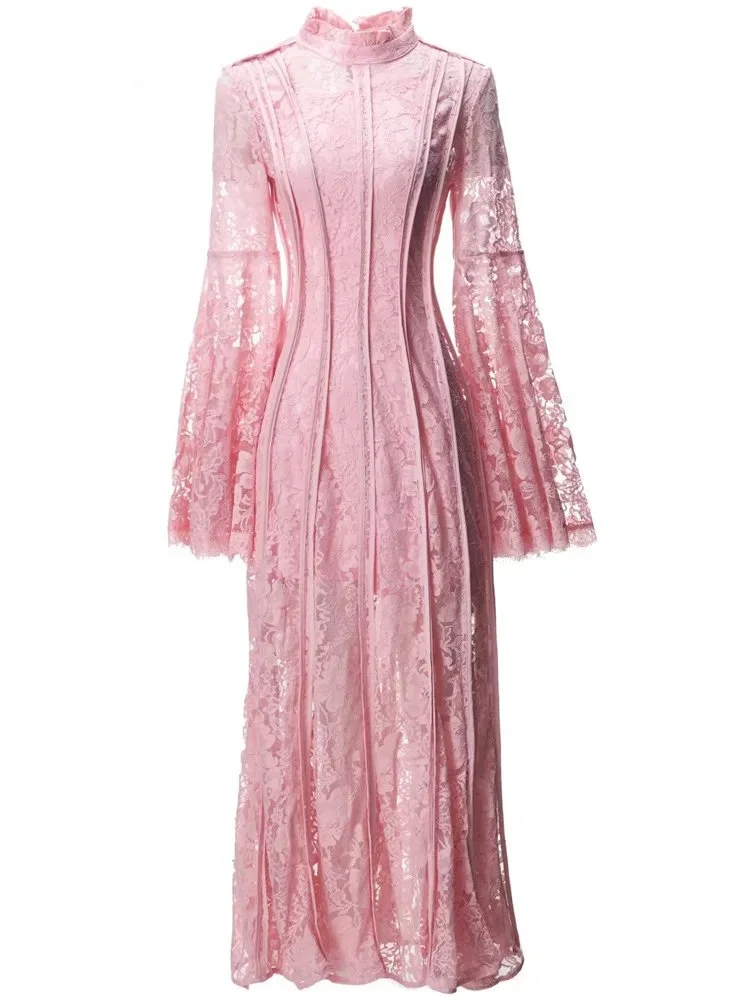 QMQA модные женские вечерние платья с воротником-стойкой и высокой талией длинными