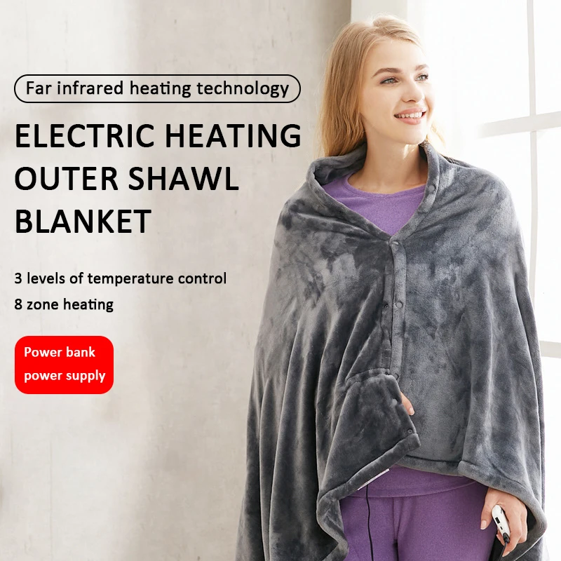 

USB Electric Heating Blanket 150x85cm 8 Areas Warm Shawl Flannel Throw Blanket Winter Thermal Home Office Car Heated Cape Pad