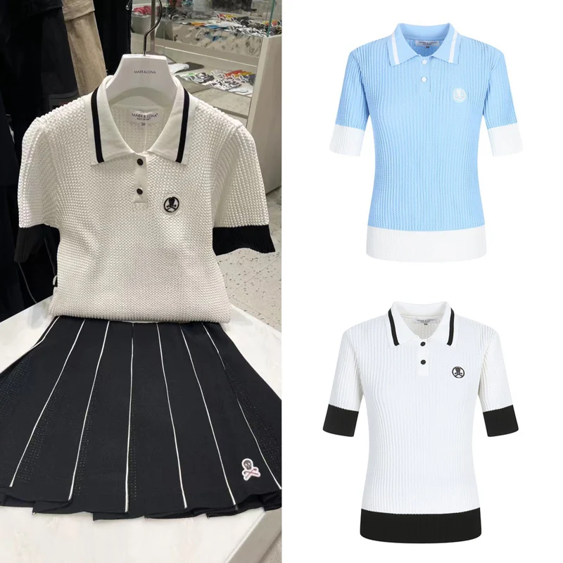 

South Korea's new Golf clothing women's short-sleeved sweater thin slim-fit lapel T-shirt summer