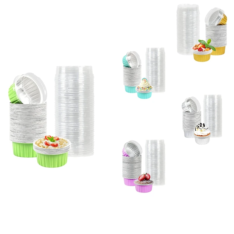 

Горячие фольгированные вкладыши для капкейков с крышками, фольгированные вкладыши для маффинов, чашки для капкейков, обертка для капкейков...