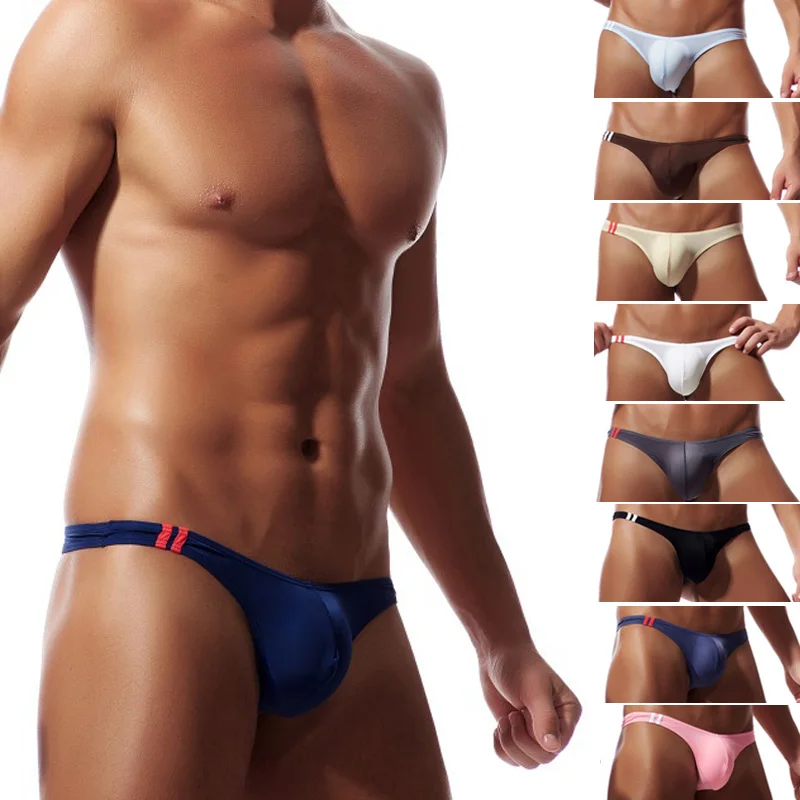 

Mens Elastic Sexy Low Rise Bikini Briefs Open Back Underwear Seamless Thongs Solid Color G-String Knickers Skinny Underpants