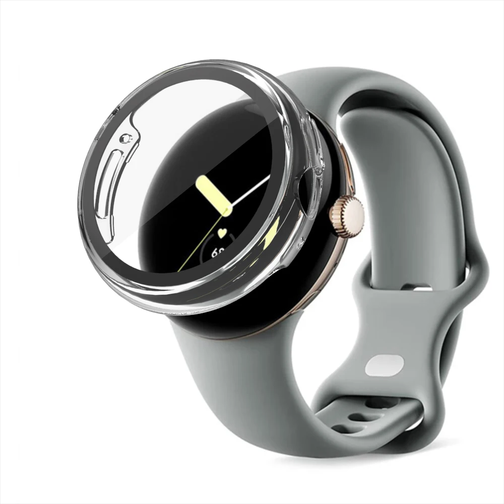 For Google Pixel Watch Case PC Shell and Tempered Glass