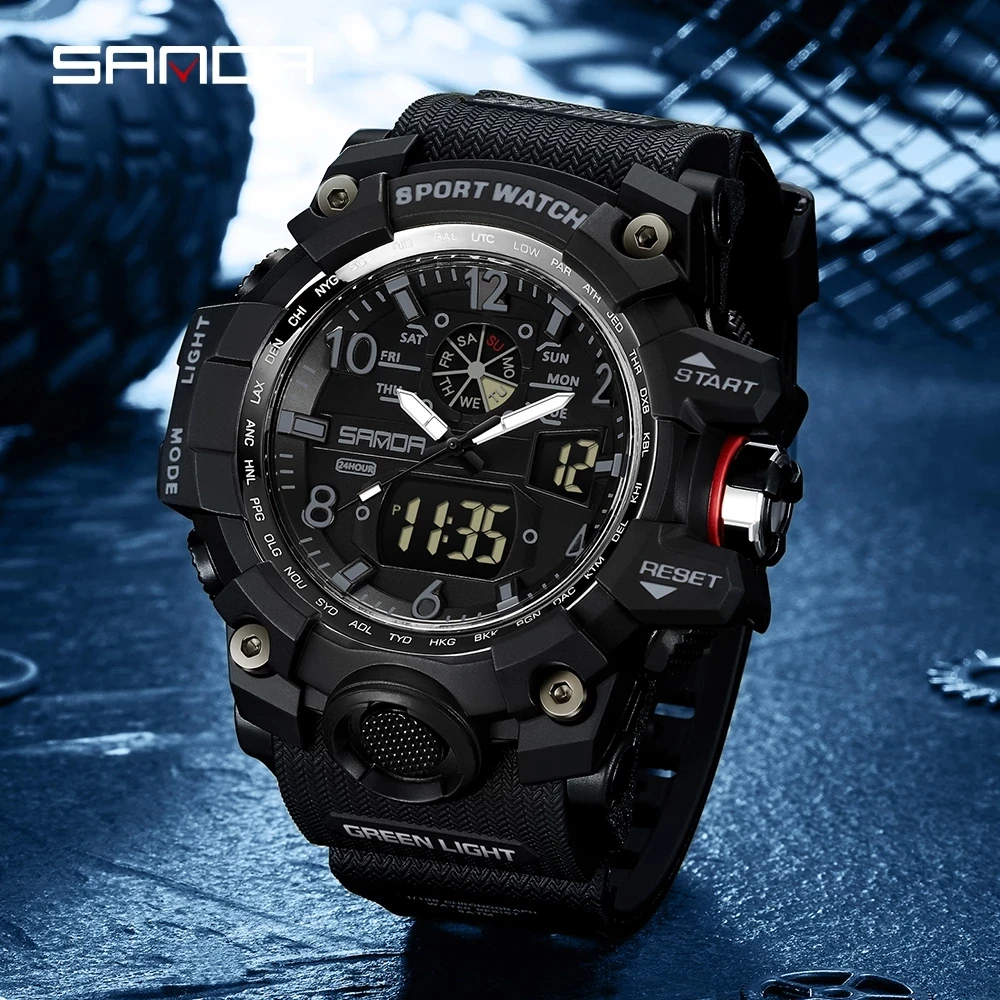 

SANDA Top Brand Sports Men's Watches Military Quartz Watch Man Waterproof Wristwatch for Men Clock shock relogios masculino 3169