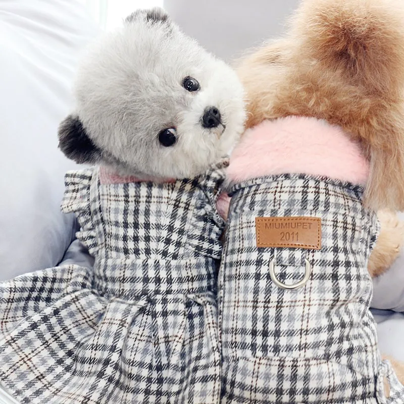 

Warm Dog Dress Coat Fashion Winter Pet Dress Skirt Clothes Puppy Apparel York Costumes Maltese Chihuahua Poodle Schnauzer Outfit