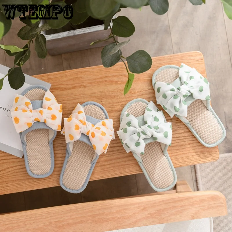 WTEMPO Lovely Butterfly Knot Slippers Women Spring Autumn Home Indoor Fashion Slides Comfy Flip Flops House Shoes Wholesale
